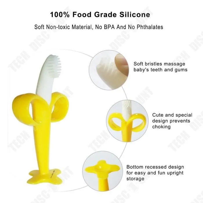 TD® brosse a dent banane bebe enfants voyage baton molaire fille garçon 3ans apprentissage educatif sensoriel eveil ergonomique joue-2