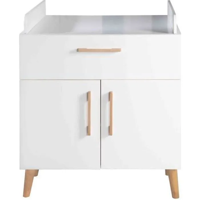 ROBA Commode à Langer "Mick" à Plan Amovible - Style Scandinave - Blanc-0