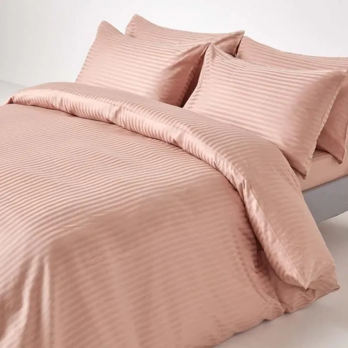Drap-housse - Homescapes - 140 x 200 cm - 100% coton égyptien - 330 fils - Rayé taupe-3
