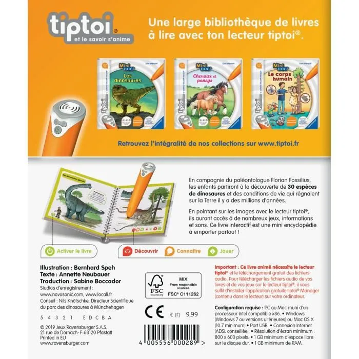 Livre électronique éducatif tiptoi® - Mini Doc' - Les dinosaures de Ravensburger-5