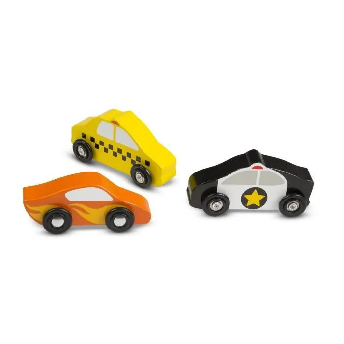 Véhicules en bois - MELISSA & DOUG - Ensemble de 9 voitures colorées - Pour enfants de 3 ans et plus-1