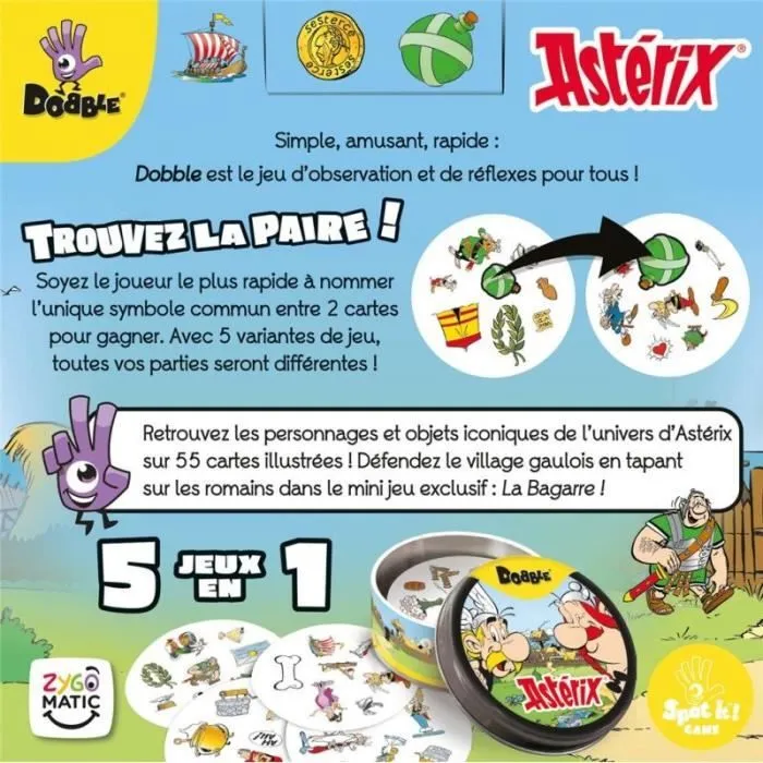 Dobble Asterix|Zygomatic - Jeu de société - 5 variantes de jeu - 6 ans et plus-2