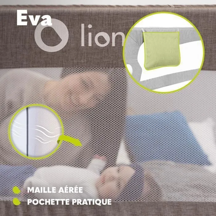 Barrière de lit bébé LIONELO Eva - Protection anti-chute 150cm - Filet aéré pliable-3