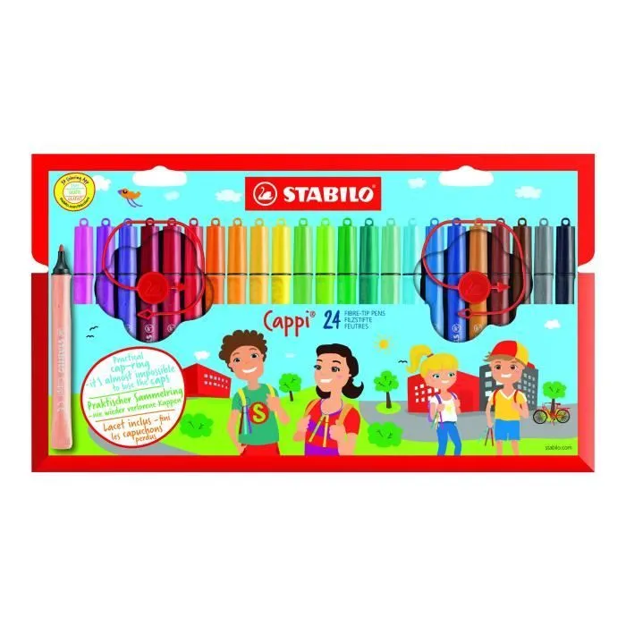 Feutre STABILO Cappi - Couleurs assorties - 1 mm - Pack de 24-0
