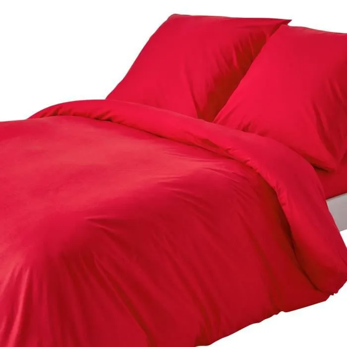 Parure de lit Rouge 100% coton Egyptien 200 Fils 155 x 220 cm-0