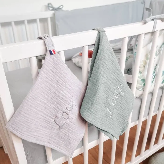 Lange en gaze de coton Jeanne 60x60 cm Gris clair-1