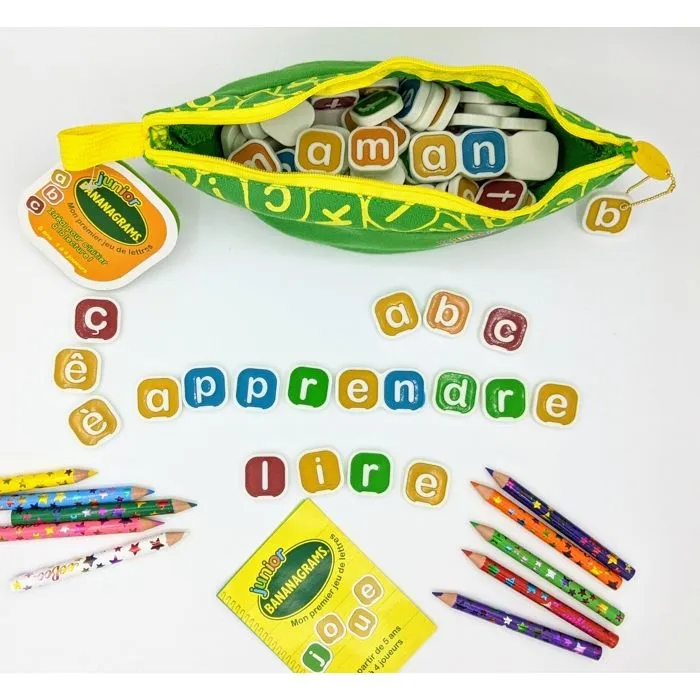 Jeu de lettres - Bananagrams - Junior - 80 tuiles minuscules - 12 règles de jeux - 1 à 8 joueurs-1