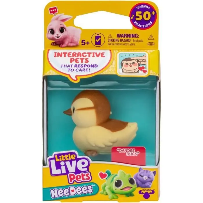 Lil' Needees - MOOSE TOYS - LITTLE LIVE PETS - Animaux interactifs de poche, avec sons et réactions - Modèle de peluche aléatoire-1