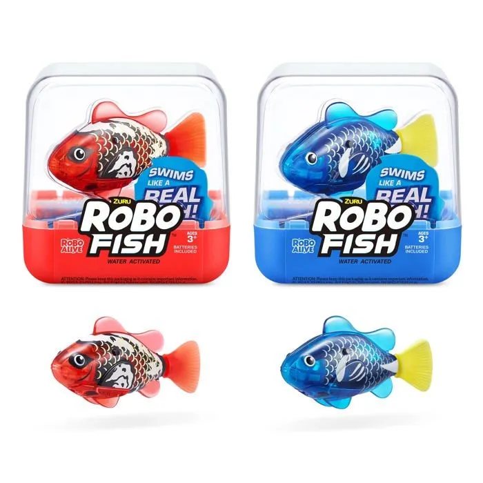 Animal virtuel Robo alive - 7199B - Robo Fish Série 3 Poisson Nageur robotique (Bleu et Rouge)-0