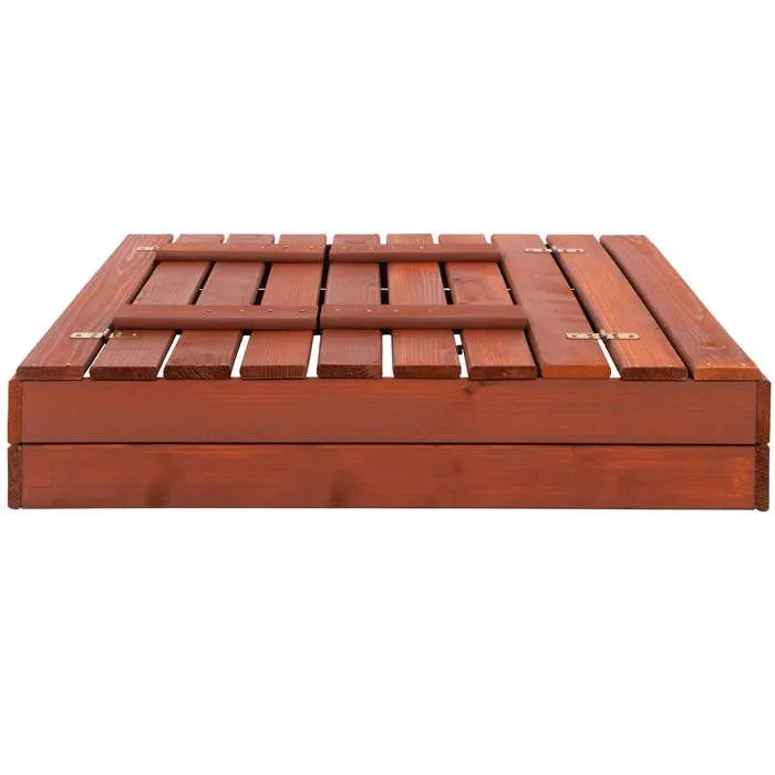 Bac à sable - SPRINGOS® - 100x100 cm - Bois résineux - Couverture géotextile - Bancs intégrés-2