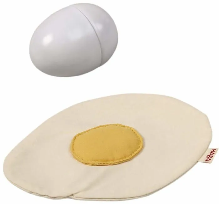 Dinette - cuisine Haba - HA-285 - 1528 - OEuf sur Le Plat - dans une coquille metallique Nourriture de jeu en peluche lavable-3