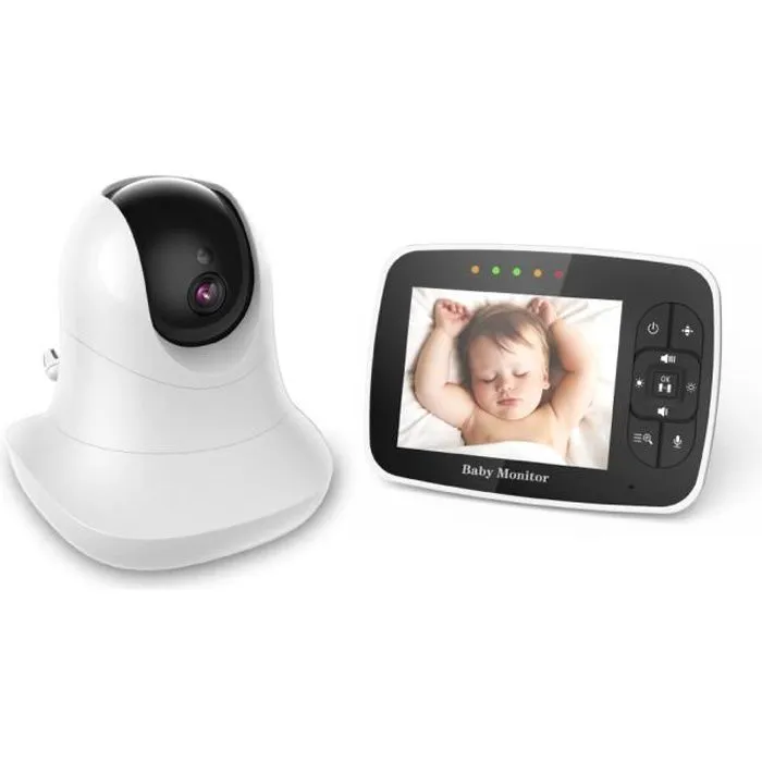 Moniteur pour Bébé MAGICFOX BabyPhone 3.5" - Caméra rotative 360° - Vision Nocturne - Mode VOX-0