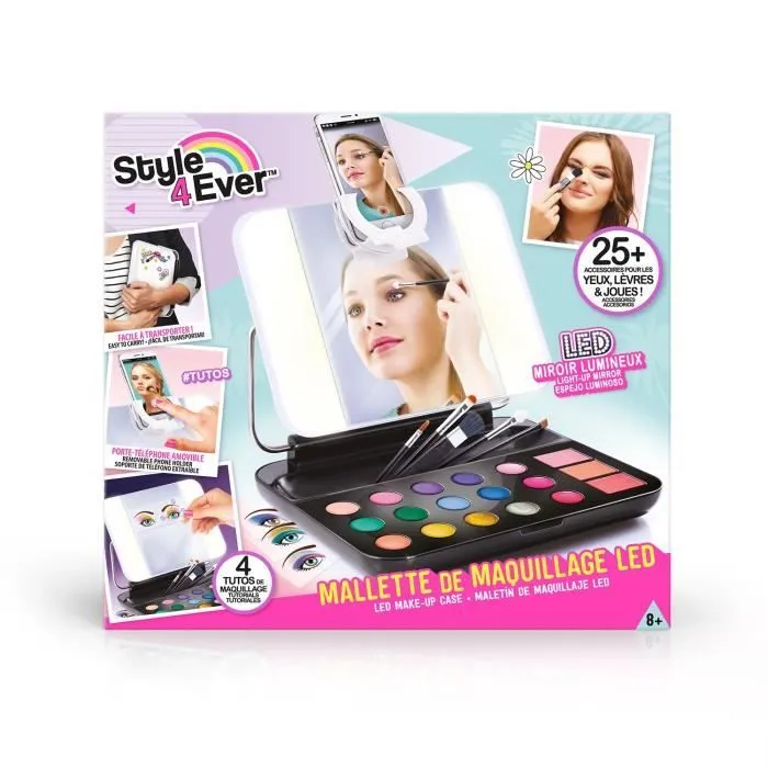 Mallette de maquillage pour enfant avec miroir LED et porte-téléphone - Style 4 Ever - Canal Toys-4