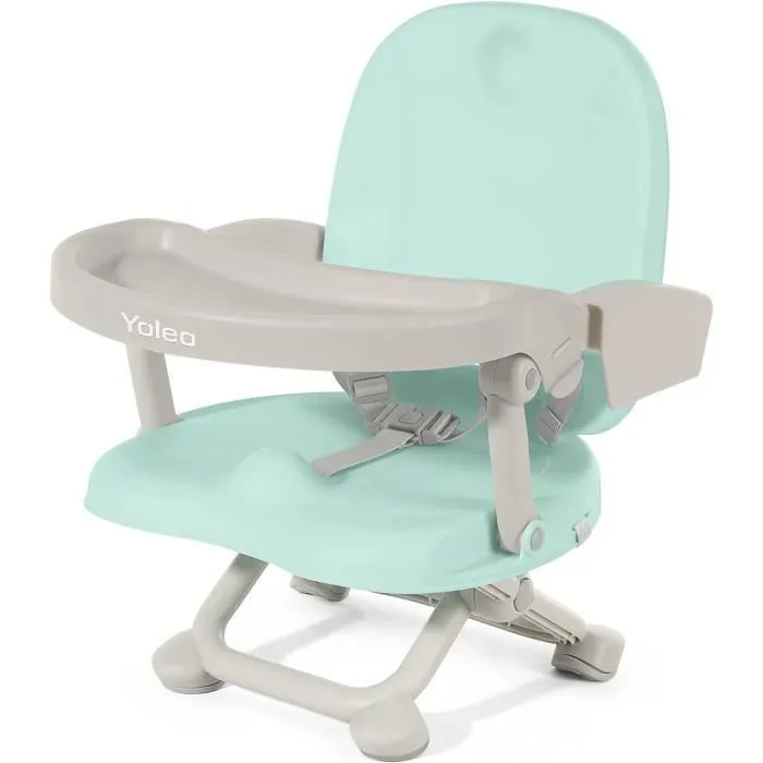 Réhausseur Chaise Enfant Pliable, Chaise Bébé Portable, Bébé Chaise repas en Hauteur Réglable, Plateau Amovible,6 mois à 3 ans, Vert-0