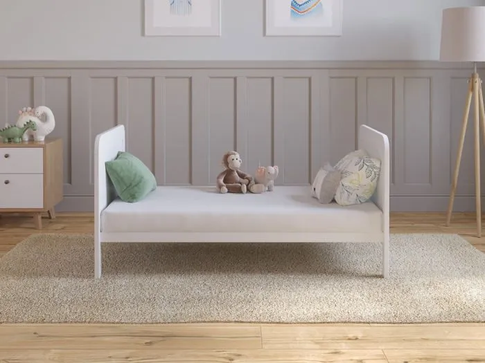 Lit Bebe Evolutif Avec Matelas - Lit Bebe Set Complet 120x60 cm Bois,Blanc convertible-5