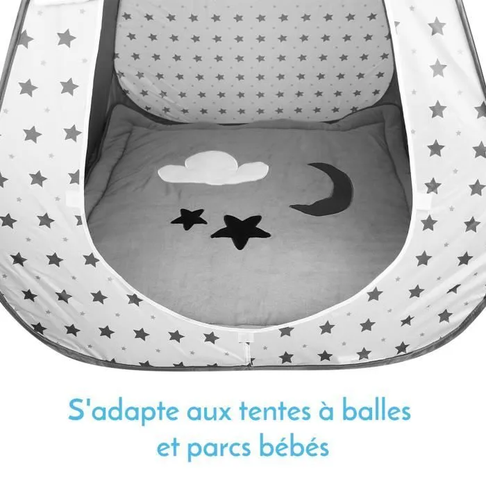 Tapis de jeu bébé molletonné 1m x 1m - Gris - Monsieur Bébé-3