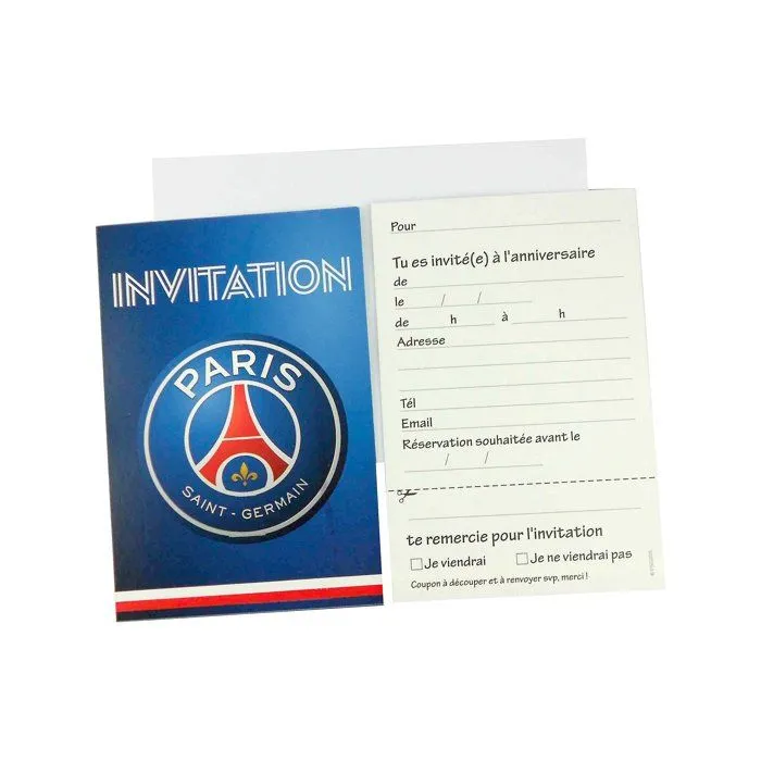 Lot de 6 cartes d'invitation PSG avec enveloppes-0