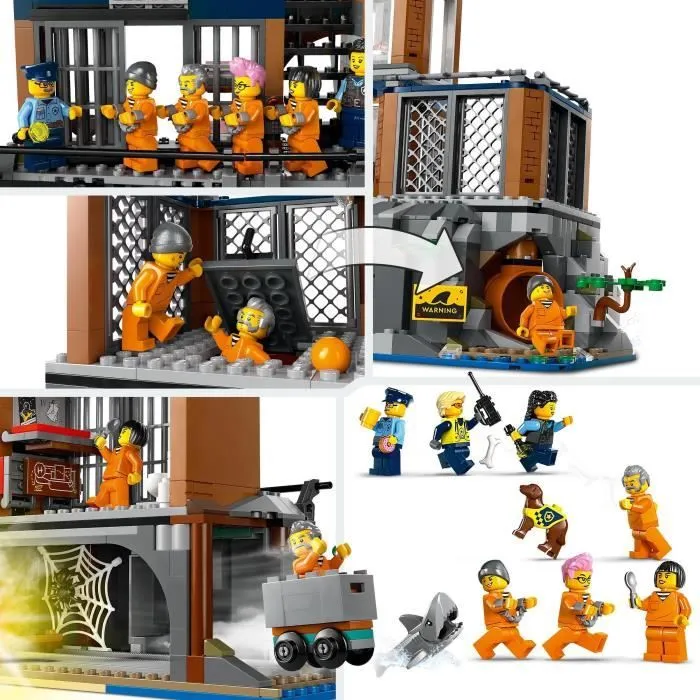 LEGO® 60419 City La Prison de la Police en Haute Mer, Jouet avec Hélicoptère et Bateau, 7 Minifigurines et Figurine de Chien-3