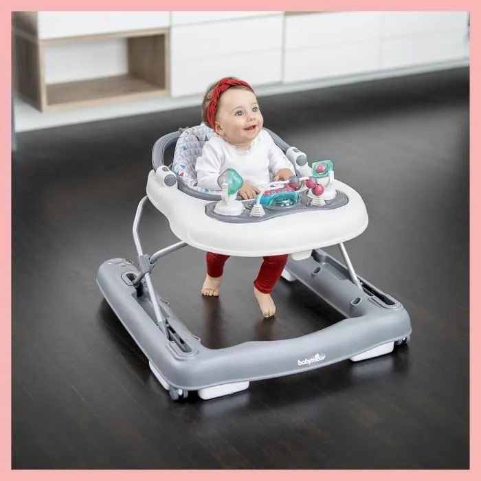 BABYMOOV Trotteur-Pousseur bébé - Evolutif - Pliage compact - Musical, Zinc-1