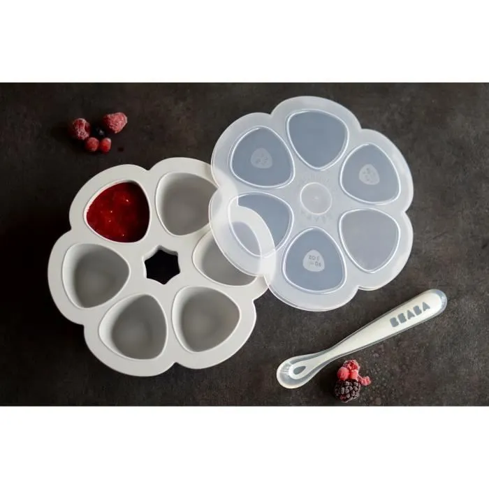 Multiportions en silicone de qualité premium - BEABA - 6x90 ml - gris-3