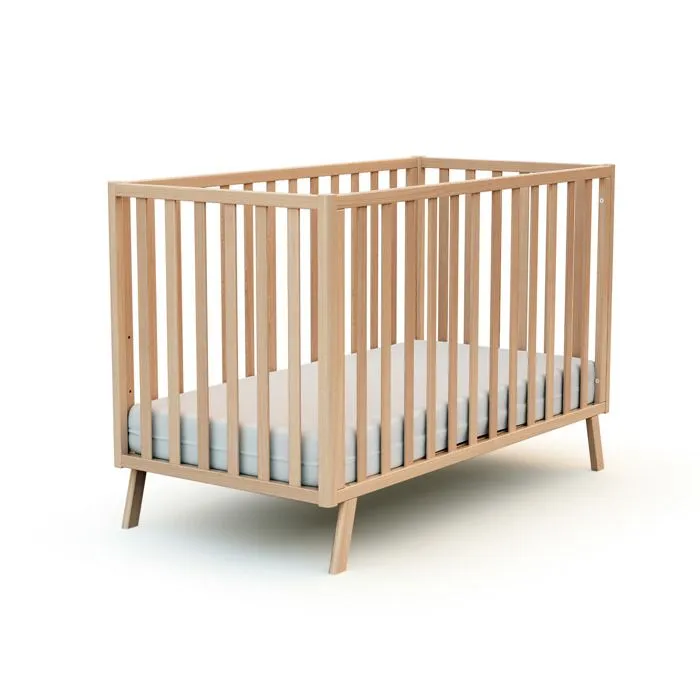 AT4 -  Lit bébé évolutif CONFORT en bois  Hêtre Verni - Taille unique-0