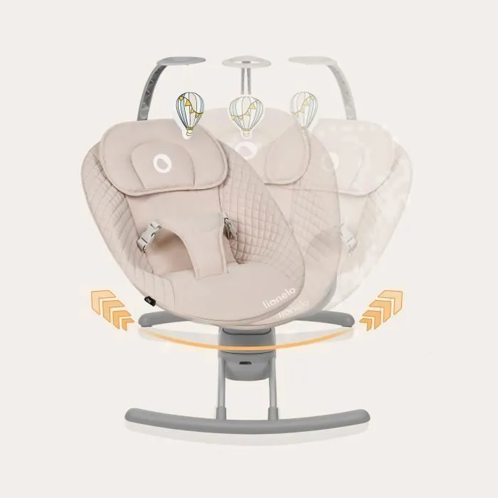 LIONELO Rio - Transat et Balancelle Électrique Bébé - Ttélécommande - 3 vitesses de balancement - Beige-3