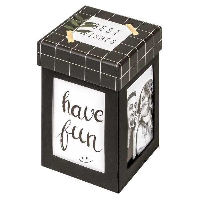 Boîte cadeau photo - Surprise - 8,8 x 13,8 cm - Noir - Design moderne - Pour adultes-0
