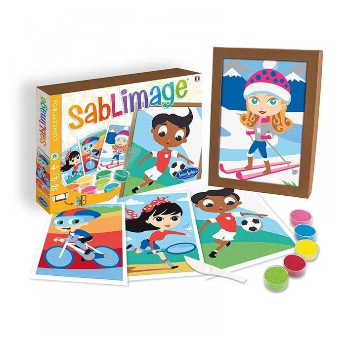 Kit créatif Sablimage - SENTOSPHERE - Sports - 4 tableaux - Rouge - 4 ans - Mixte-0