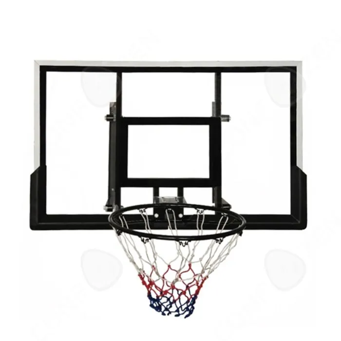 C Panier de basket 112x72 cm taille du panneau de basket montage mural panneau de basket suspendu avec vis plaque d'acier PVC noir-0