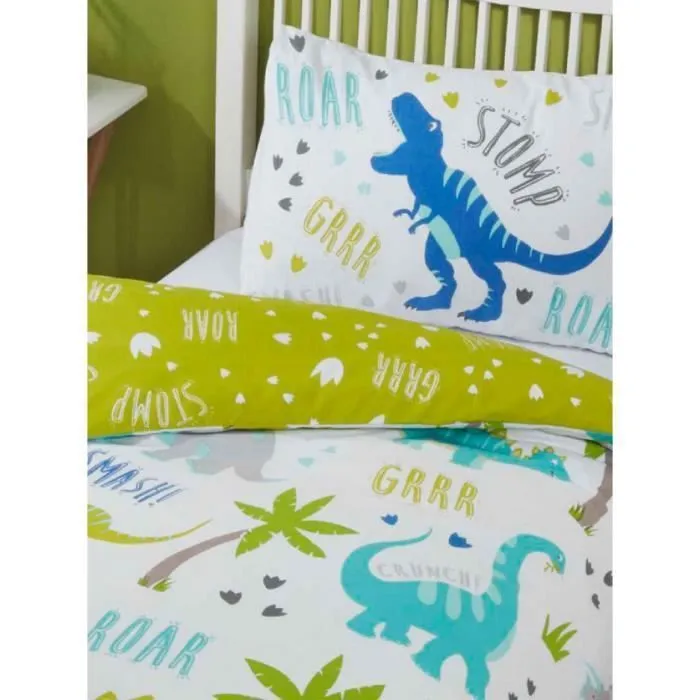 Ensemble de literie - Roarsome Dinosaur - Dinosaures - Vert - 135 x 200 cm - Réversible-1