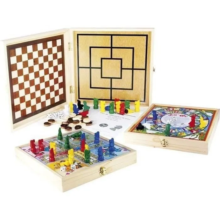 JEUJURA Coffret Bois 100 Jeux de société traditionnels-0