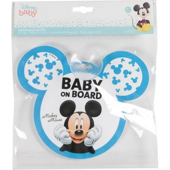 Tataway Panneau de sécurité voiture "bébé à bord" Disney Mickey Mouse avec fixation ventouse-1