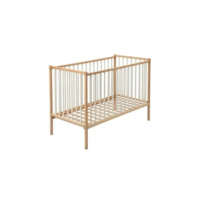 Lit bébé Combelle Rémi en bois bicolore blanc 60x120cm - COMBELLE - Lit à barreaux - Evolutif - Hauteur réglable-0