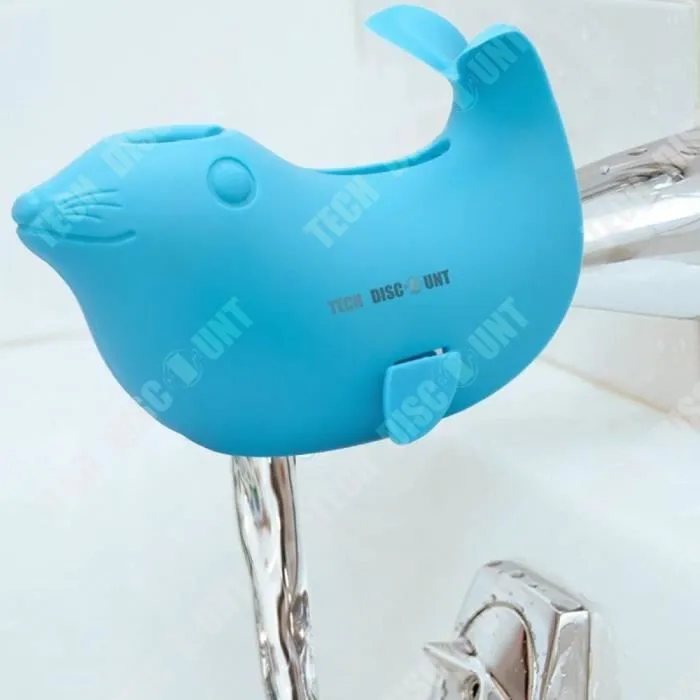 protection robinet baignoire enfant salle de bain bébé sécurité bain bébé bleu caoutchouc animal universel protège robinet plomberie-1