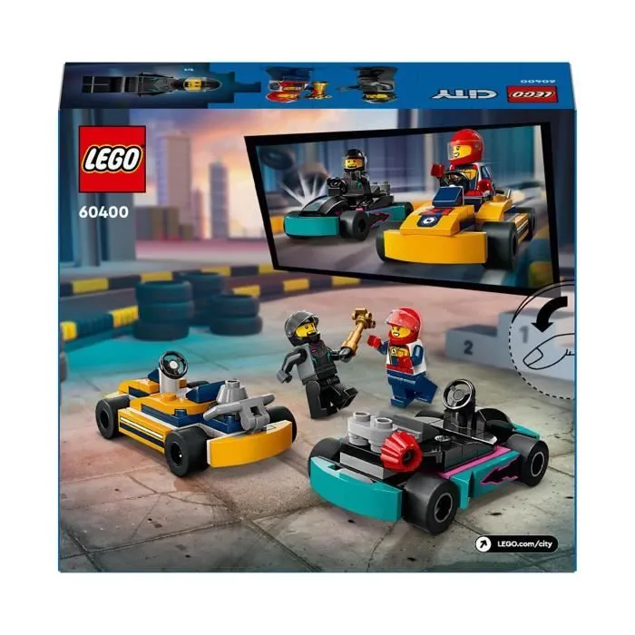 LEGO® 60400 City Les Karts et les Pilotes de Course, Jouet avec 2 Karting, avec 2 Minifigurines de Pilotes de Voitures-5