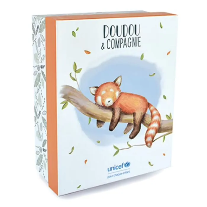 Peluche Doudou & compagnie Unicef - Panda & Bébé - orange - 25/34 cm-3
