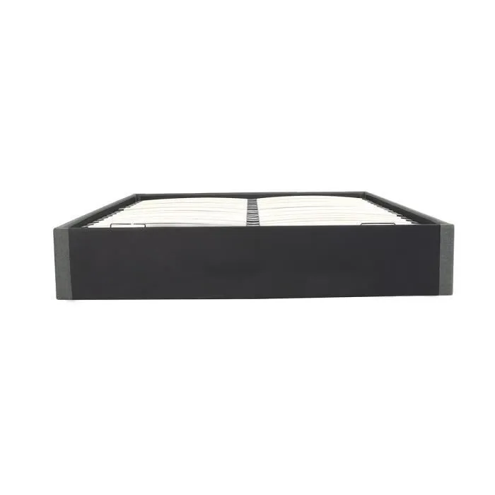 ECLIPSE Lit adulte + coffre de journée - Tissu gris foncé - 160 x 200 cm-4