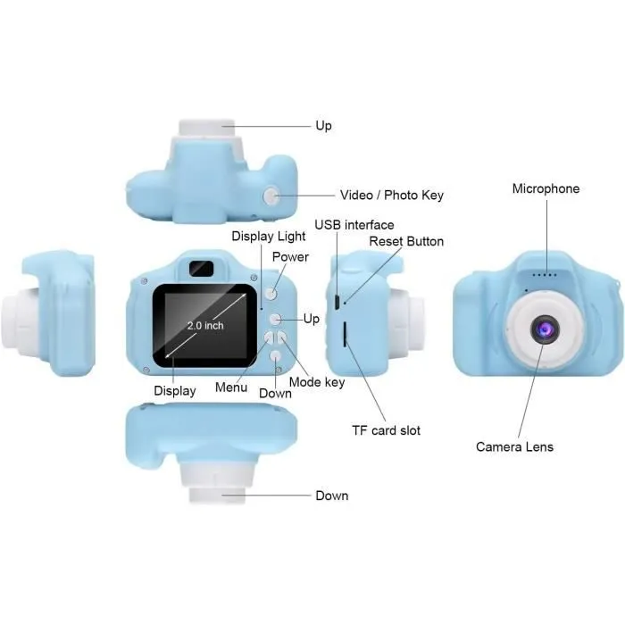 AAIWTD Appareil Photo pour Enfants, Mini Caméra Numérique Rechargeable Caméscope Antichoc Photo vidéo pour Filles Garçons,800 W 32G-2