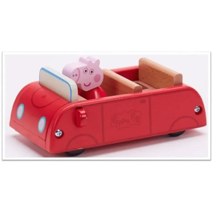 Voiture en Bois Rouge Peppa Pig avec 1 personnage - Giochi Preziosi France-0