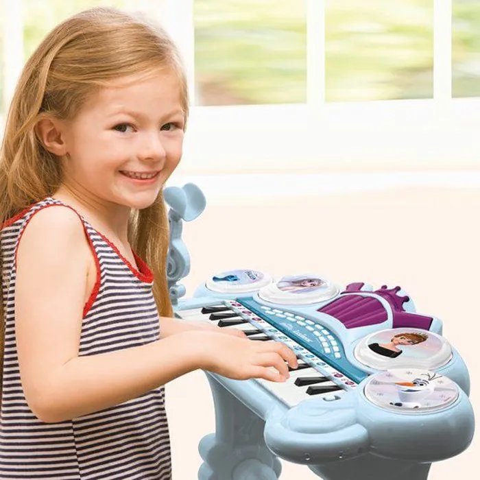 Piano électronique La Reine des Neiges avec siège, microphone et câble Aux-In - 24 touches lumineuses-3