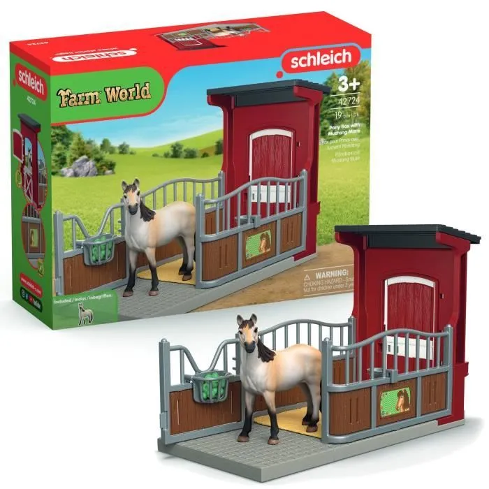 Coffret Box avec Jument Mustang, Figurine réaliste, Taille 24 cm, SCHLEICH 42724 Farm World, Dès 4 ans-0