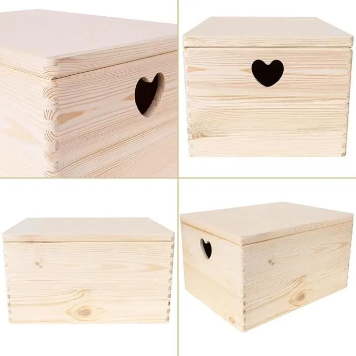 Creative Deco Caisse Bois Rangement 40x30x24cm - Boîte de Rangement Bois - Boite Rangement Cuisine - Caisse de Rangement Couvercle-2