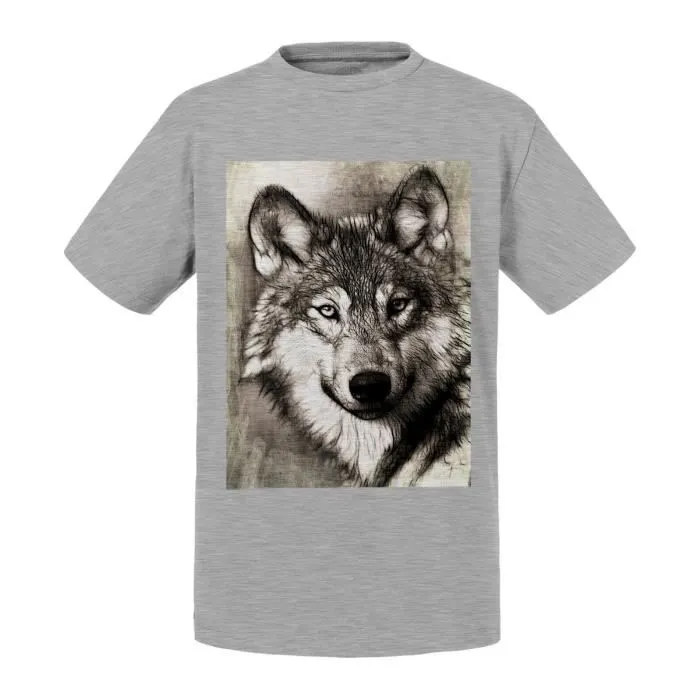 T-shirt Enfant - FABULOUS - Noir - Dessin Tête de Loup - 50% Coton - Lavable à 60°-0