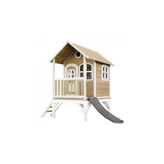 Maison Enfant avec Toboggan Gris - AXI - Tom - Bois - Extérieur-0