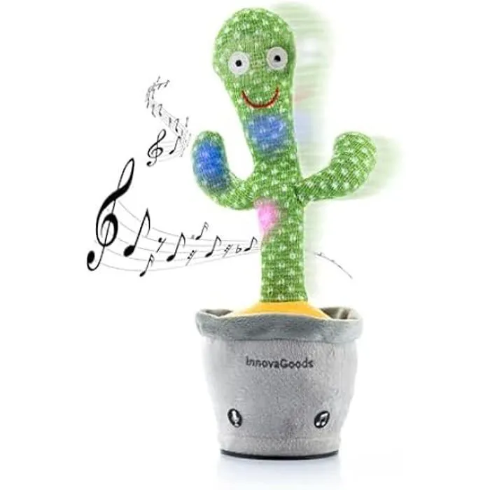 Jouet - INNOVAGOODS - Cactus Danseur et Parlant - Rechargeable - Musique LED Multicolore - 120 Chansons-0