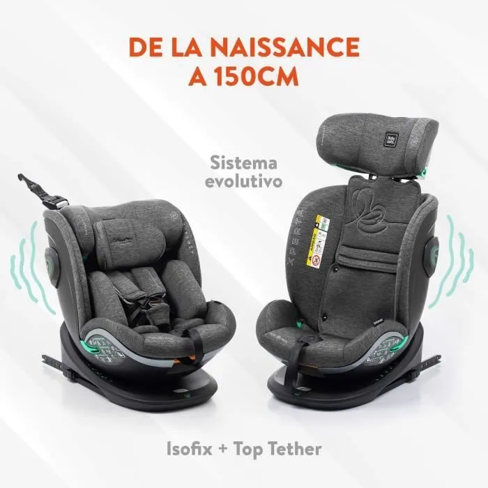 Siège auto - BABYAUTO - XPERTA BLACK LINE - De la naissance à 12 ans - 0-36 kg - I-Size - ISOFIX - Pivotant 360° - ECE R129-1