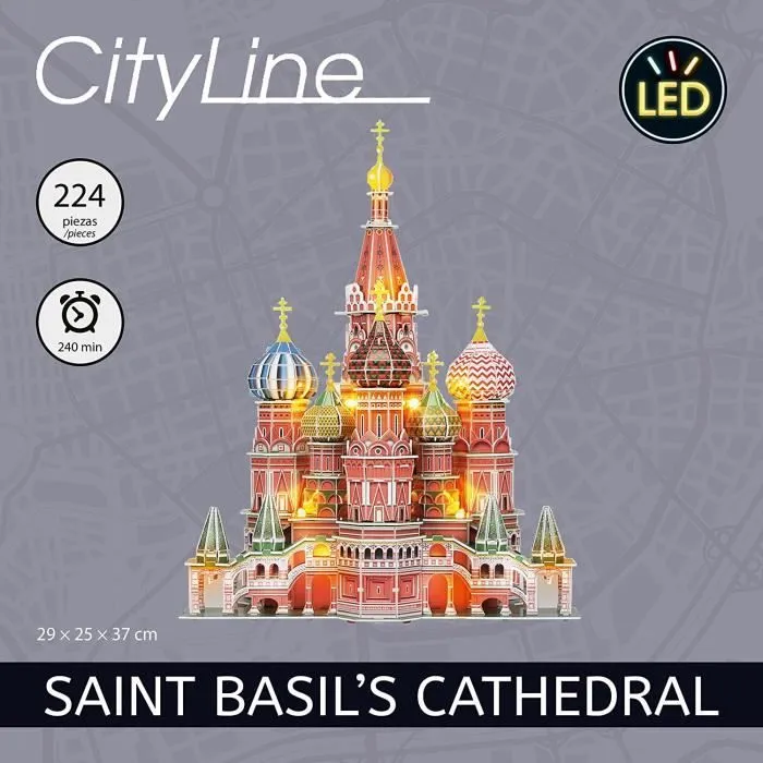 Puzzle 3D - San Basilio - Architecture et monument - WORLDBRANDS - 224 pièces - 240 minutes - LED-3