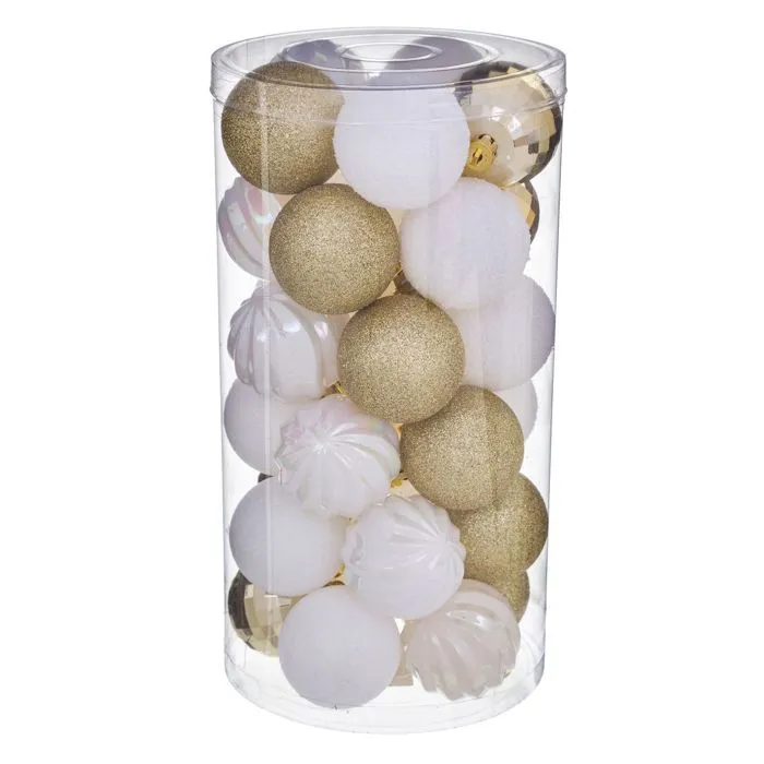Féérie Lights & Christmas - Kit Décoration pour sapin de Noël - 30 Pièces - Doré et blanc-0