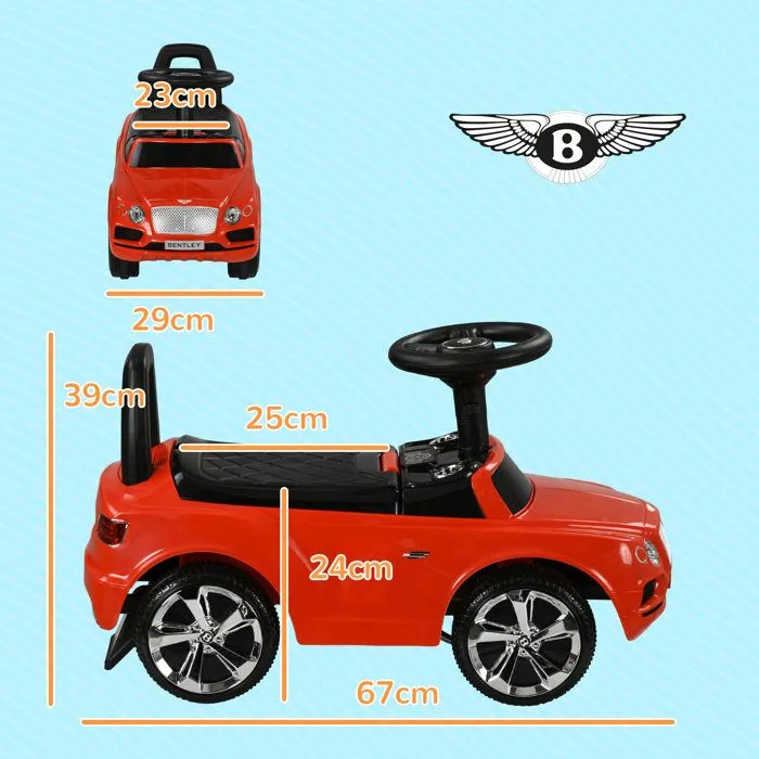 Porteur trotteur enfants - AIYAPLAY - voiture licence Bentley Bentayga 18-36 mois coffre - klaxon - 67 x 29 x 39 cm rouge-3
