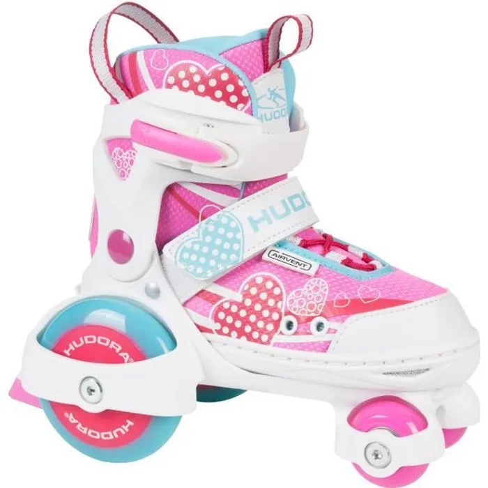 Rollers Quad pour Enfants HUDORA My First - Fille - Taille 30-33 - Rose - Sécurité et Stabilité-0